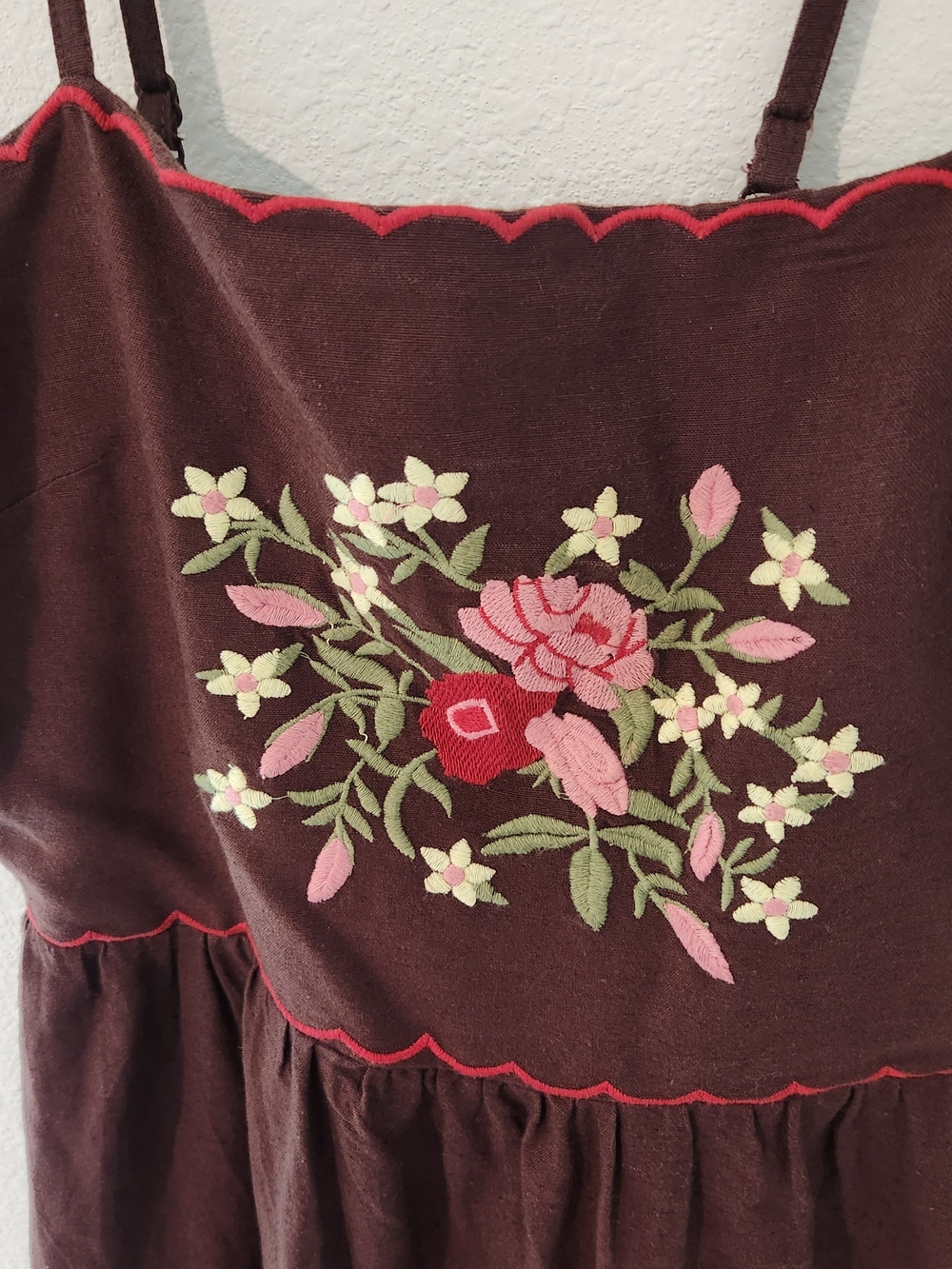 Brown Floral Embroidered Maxi Dress - Picture 2 of 5